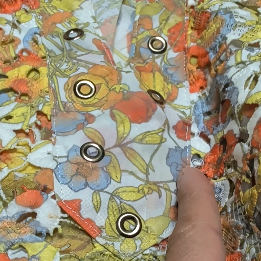 Multiples Orange and Yellow Floral V-Neck Tunic - Picture 7 of 9